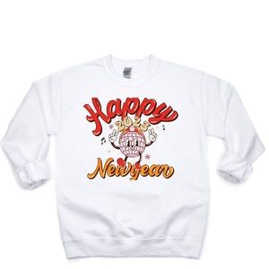 Happy New Year Holiday white crewneck sweater